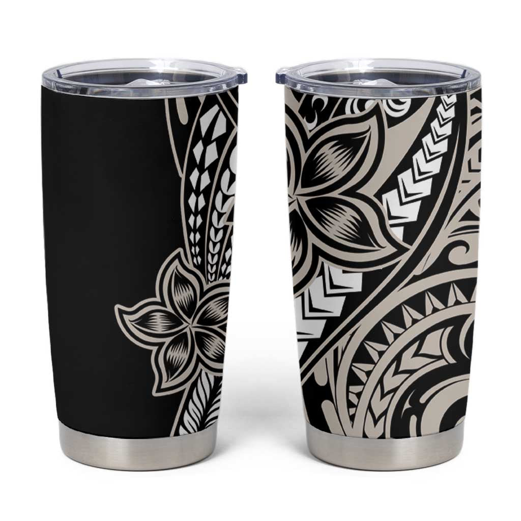 Polynesian Plumeria Floral Tattoo Pattern Tumbler Cup Beige Style LT9 Beige - Polynesian Pride