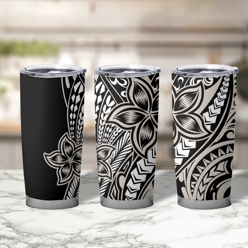 Polynesian Plumeria Floral Tattoo Pattern Tumbler Cup Beige Style LT9 - Polynesian Pride