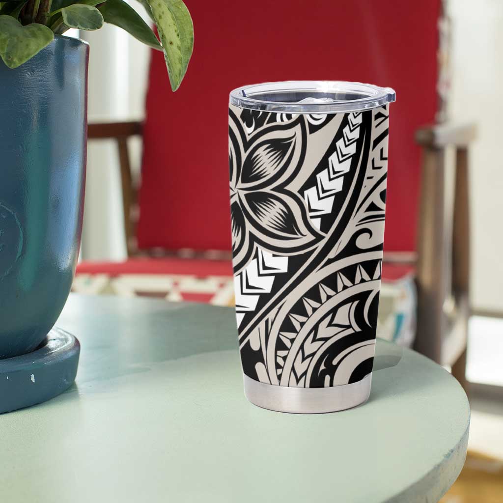 Polynesian Plumeria Floral Tattoo Pattern Tumbler Cup Beige Style LT9 - Polynesian Pride