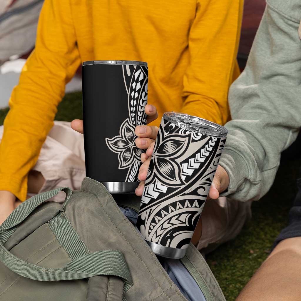 Polynesian Plumeria Floral Tattoo Pattern Tumbler Cup Beige Style LT9 - Polynesian Pride