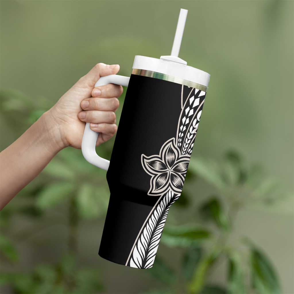 Polynesian Plumeria Floral Tattoo Pattern Tumbler With Handle Beige Style LT9 - Polynesian Pride