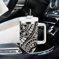 Polynesian Plumeria Floral Tattoo Pattern Tumbler With Handle Beige Style LT9 - Polynesian Pride