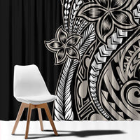 Polynesian Plumeria Floral Tattoo Pattern Window Curtain Beige Style LT9 - Polynesian Pride