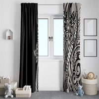 Polynesian Plumeria Floral Tattoo Pattern Window Curtain Beige Style LT9 - Polynesian Pride