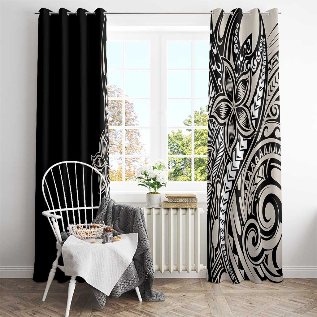 Polynesian Plumeria Floral Tattoo Pattern Window Curtain Beige Style LT9 - Polynesian Pride
