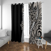 Polynesian Plumeria Floral Tattoo Pattern Window Curtain Beige Style LT9 With Grommets Beige - Polynesian Pride