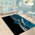 Polynesian Plumeria Floral Tattoo Pattern Area Rug Blue Style