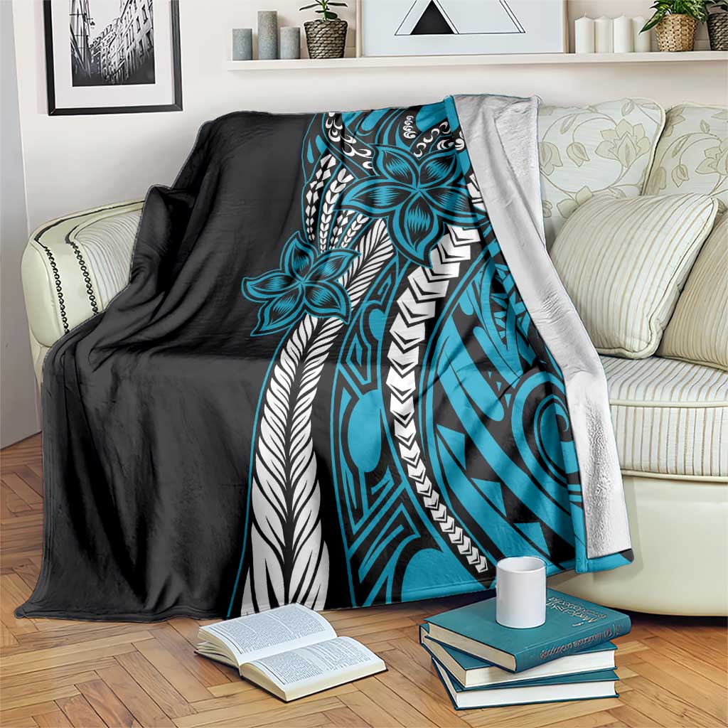 Polynesian Plumeria Floral Tattoo Pattern Blanket Blue Style LT9 Blue - Polynesian Pride