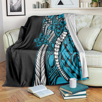 Polynesian Plumeria Floral Tattoo Pattern Blanket Blue Style LT9 Blue - Polynesian Pride