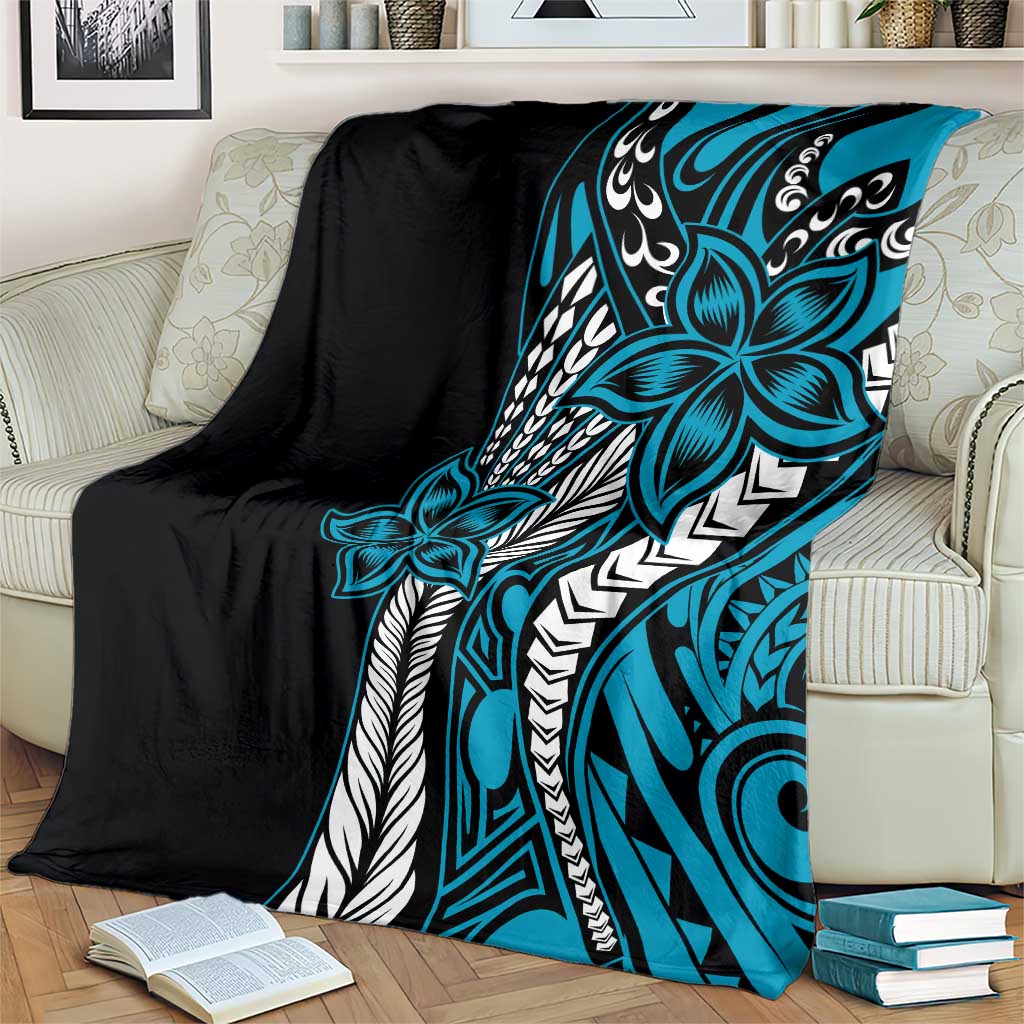 Polynesian Plumeria Floral Tattoo Pattern Blanket Blue Style LT9 - Polynesian Pride