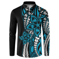 Polynesian Plumeria Floral Tattoo Pattern Button Sweatshirt Blue Style LT9 Blue - Polynesian Pride