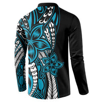 Polynesian Plumeria Floral Tattoo Pattern Button Sweatshirt Blue Style LT9 - Polynesian Pride