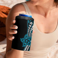 Polynesian Plumeria Floral Tattoo Pattern 4 in 1 Can Cooler Tumbler Bllue Style LT9 - Polynesian Pride
