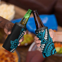 Polynesian Plumeria Floral Tattoo Pattern 4 in 1 Can Cooler Tumbler Bllue Style LT9 - Polynesian Pride