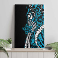 Polynesian Plumeria Floral Tattoo Pattern Canvas Wall Art Blue Style LT9 - Polynesian Pride