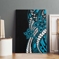 Polynesian Plumeria Floral Tattoo Pattern Canvas Wall Art Blue Style LT9 - Polynesian Pride
