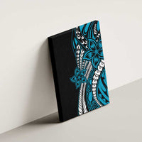 Polynesian Plumeria Floral Tattoo Pattern Canvas Wall Art Blue Style LT9 - Polynesian Pride