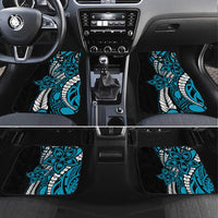 Polynesian Plumeria Floral Tattoo Pattern Car Mats Blue Style LT9 Set 4pcs Blue - Polynesian Pride