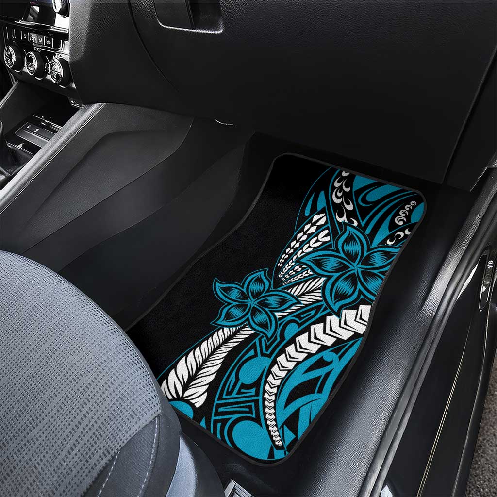 Polynesian Plumeria Floral Tattoo Pattern Car Mats Blue Style LT9 - Polynesian Pride