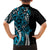 Polynesian Plumeria Floral Tattoo Pattern Family Matching Long Sleeve Bodycon Dress and Hawaiian Shirt Bllue Style