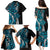 Polynesian Plumeria Floral Tattoo Pattern Family Matching Puletasi and Hawaiian Shirt Bllue Style