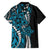 Polynesian Plumeria Floral Tattoo Pattern Family Matching Summer Maxi Dress and Hawaiian Shirt Bllue Style