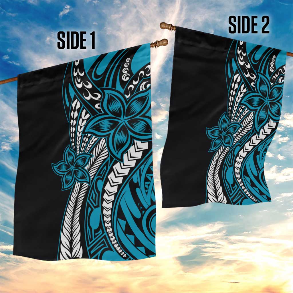 Polynesian Plumeria Floral Tattoo Pattern Garden Flag Blue Style LT9 - Polynesian Pride