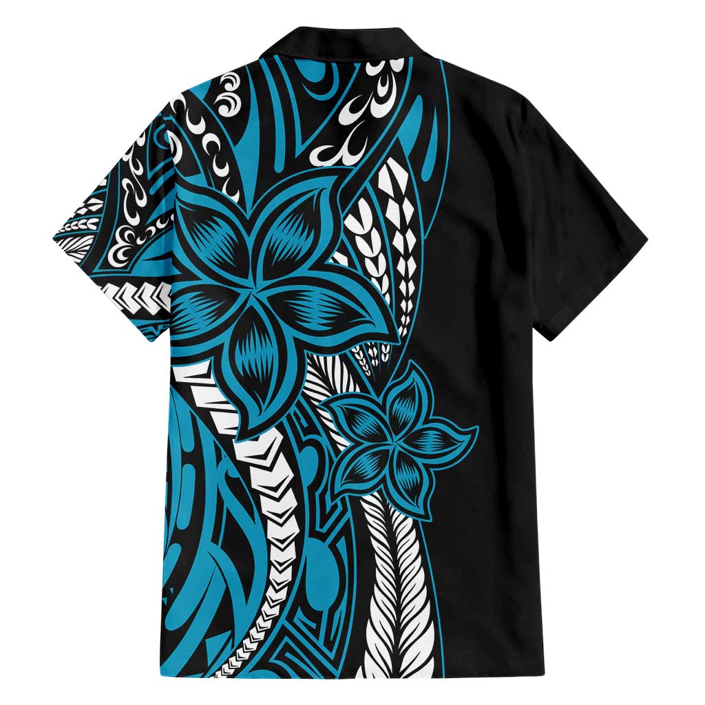 Polynesian Plumeria Floral Tattoo Pattern Hawaiian Shirt Blue Style LT9 - Polynesian Pride