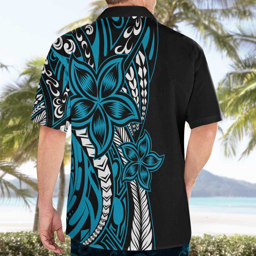 Polynesian Plumeria Floral Tattoo Pattern Hawaiian Shirt Blue Style LT9 - Polynesian Pride