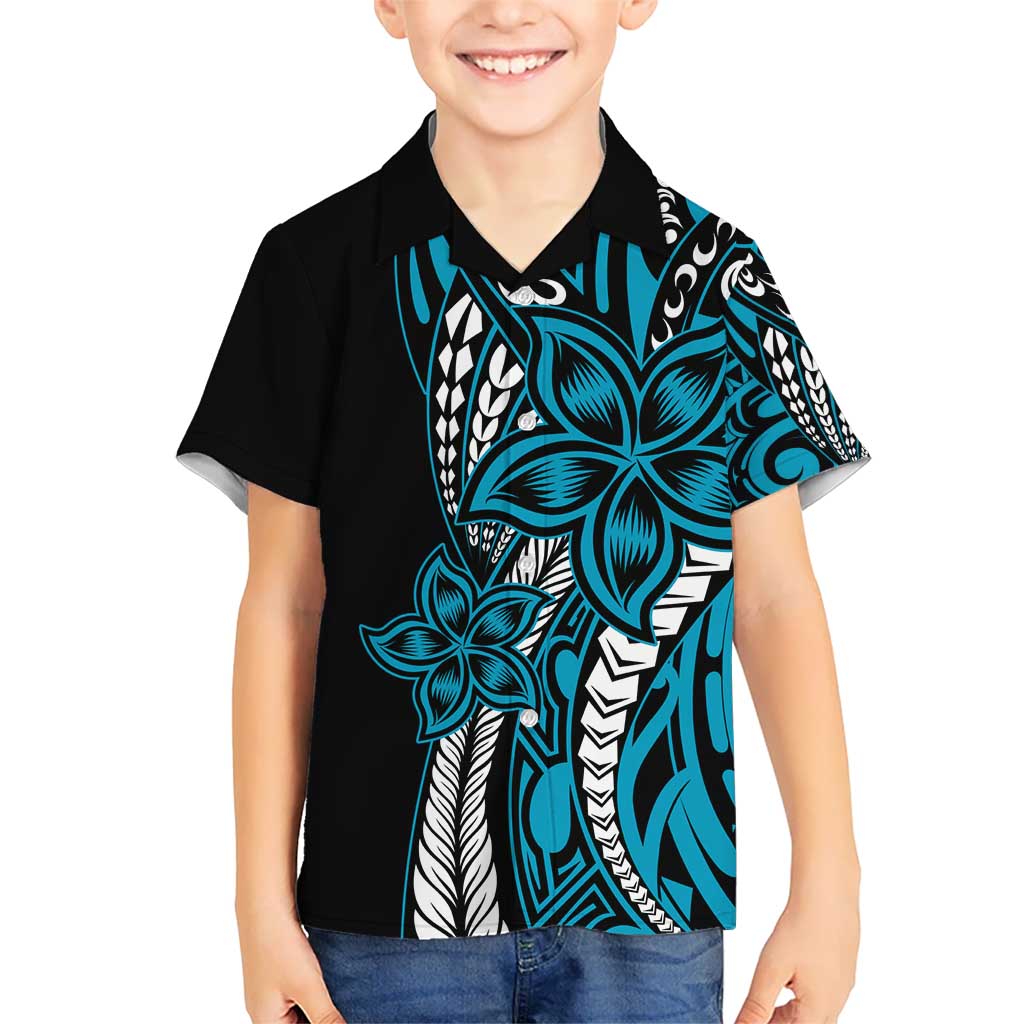 Polynesian Plumeria Floral Tattoo Pattern Hawaiian Shirt Blue Style LT9 - Polynesian Pride