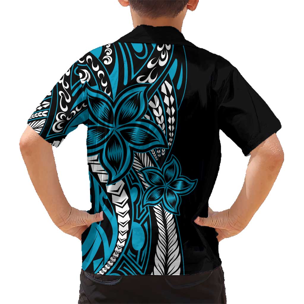 Polynesian Plumeria Floral Tattoo Pattern Hawaiian Shirt Blue Style LT9 - Polynesian Pride