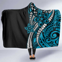 Polynesian Plumeria Floral Tattoo Pattern Hooded Blanket Blue Style LT9 One Size Blue - Polynesian Pride