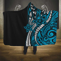 Polynesian Plumeria Floral Tattoo Pattern Hooded Blanket Blue Style LT9 - Polynesian Pride