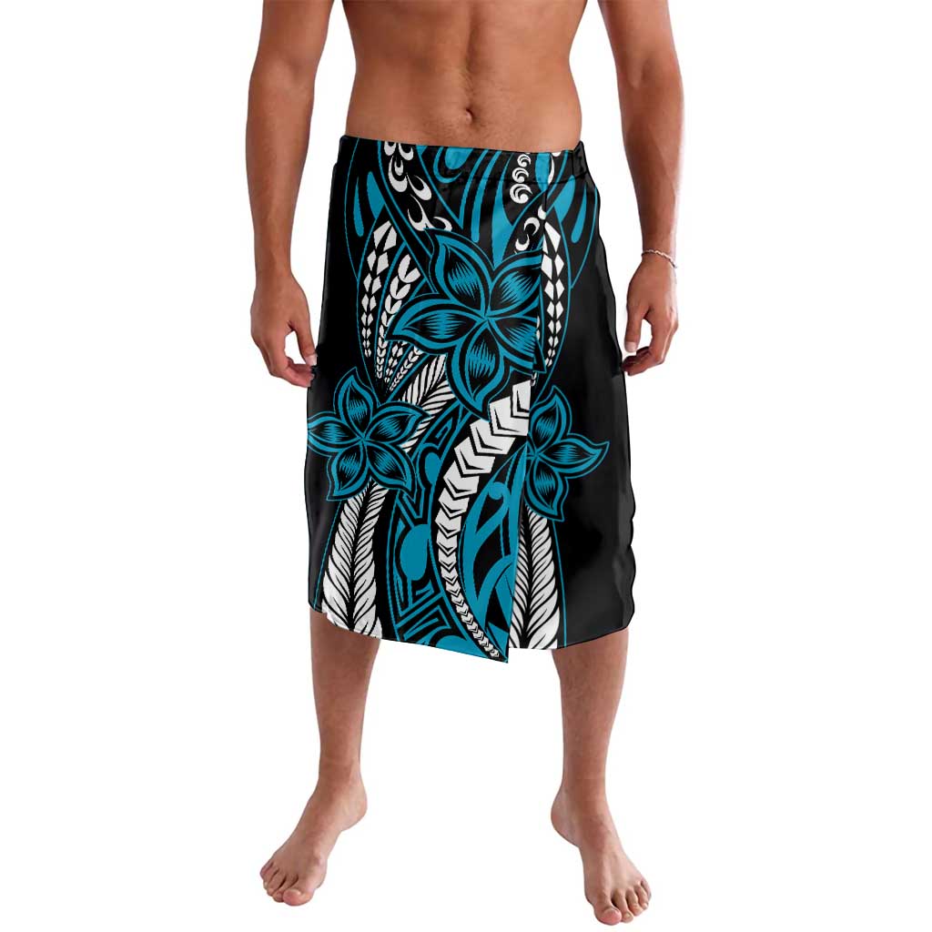 Polynesian Plumeria Floral Tattoo Pattern Lavalava Blue Style LT9 Blue - Polynesian Pride