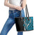 Polynesian Plumeria Floral Tattoo Pattern Leather Tote Bag Blue Style