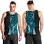 Polynesian Plumeria Floral Tattoo Pattern Men Tank Top Bllue Style