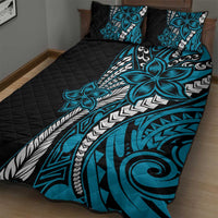 Polynesian Plumeria Floral Tattoo Pattern Quilt Bed Set Blue Style LT9 - Polynesian Pride