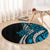 Polynesian Plumeria Floral Tattoo Pattern Round Carpet Blue Style