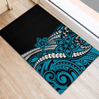 Polynesian Plumeria Floral Tattoo Pattern Rubber Doormat Blue Style LT9 - Polynesian Pride