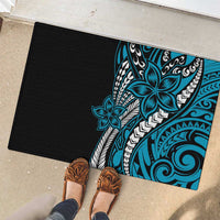 Polynesian Plumeria Floral Tattoo Pattern Rubber Doormat Blue Style LT9 - Polynesian Pride