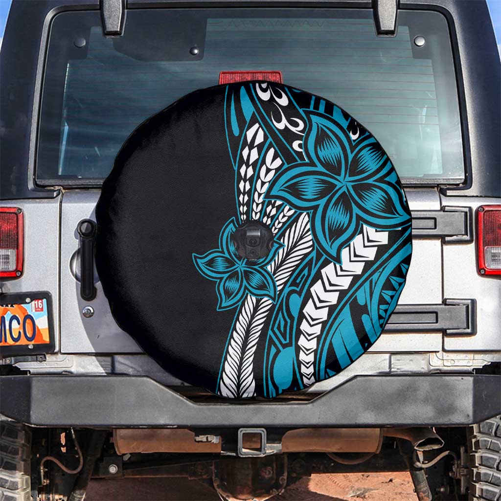 Polynesian Plumeria Floral Tattoo Pattern Spare Tire Cover Blue Style LT9 Blue - Polynesian Pride
