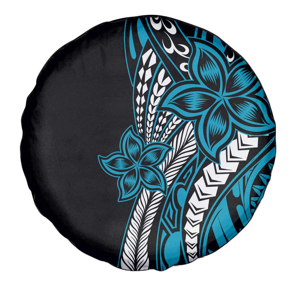 Polynesian Plumeria Floral Tattoo Pattern Spare Tire Cover Blue Style LT9 - Polynesian Pride