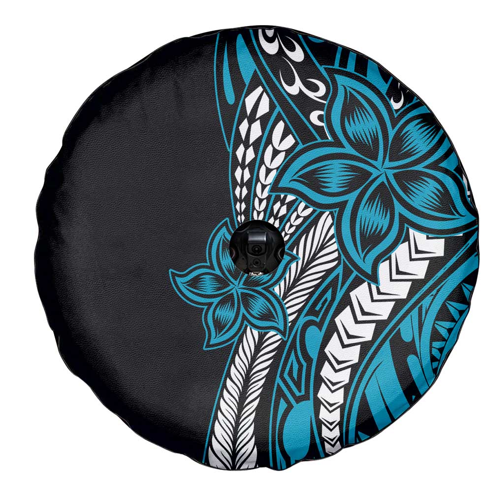Polynesian Plumeria Floral Tattoo Pattern Spare Tire Cover Blue Style LT9 - Polynesian Pride