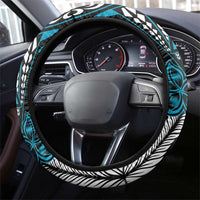 Polynesian Plumeria Floral Tattoo Pattern Steering Wheel Cover Blue Style LT9 - Polynesian Pride