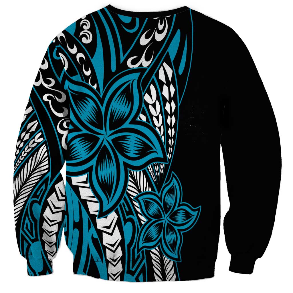 Polynesian Plumeria Floral Tattoo Pattern Sweatshirt Blue Style LT9 - Polynesian Pride