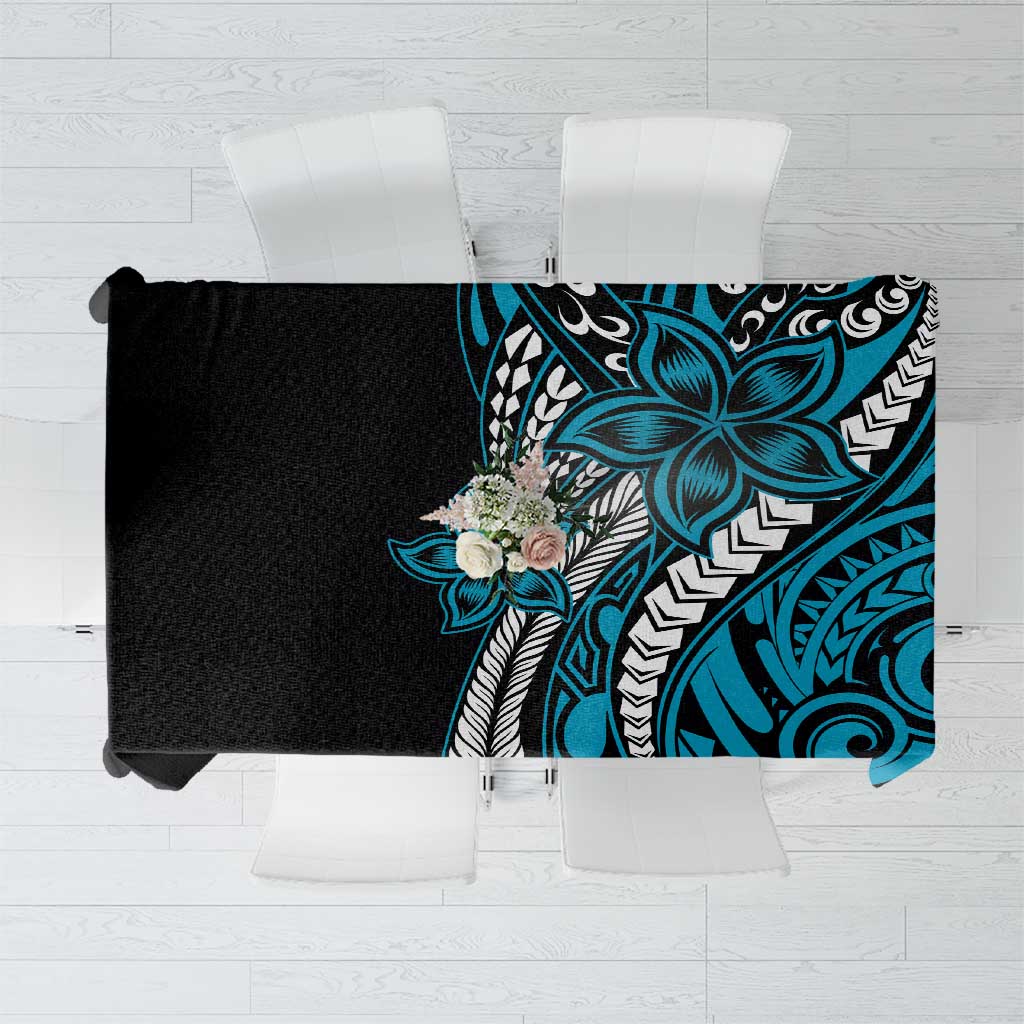 Polynesian Plumeria Floral Tattoo Pattern Tablecloth Blue Style LT9 Blue - Polynesian Pride