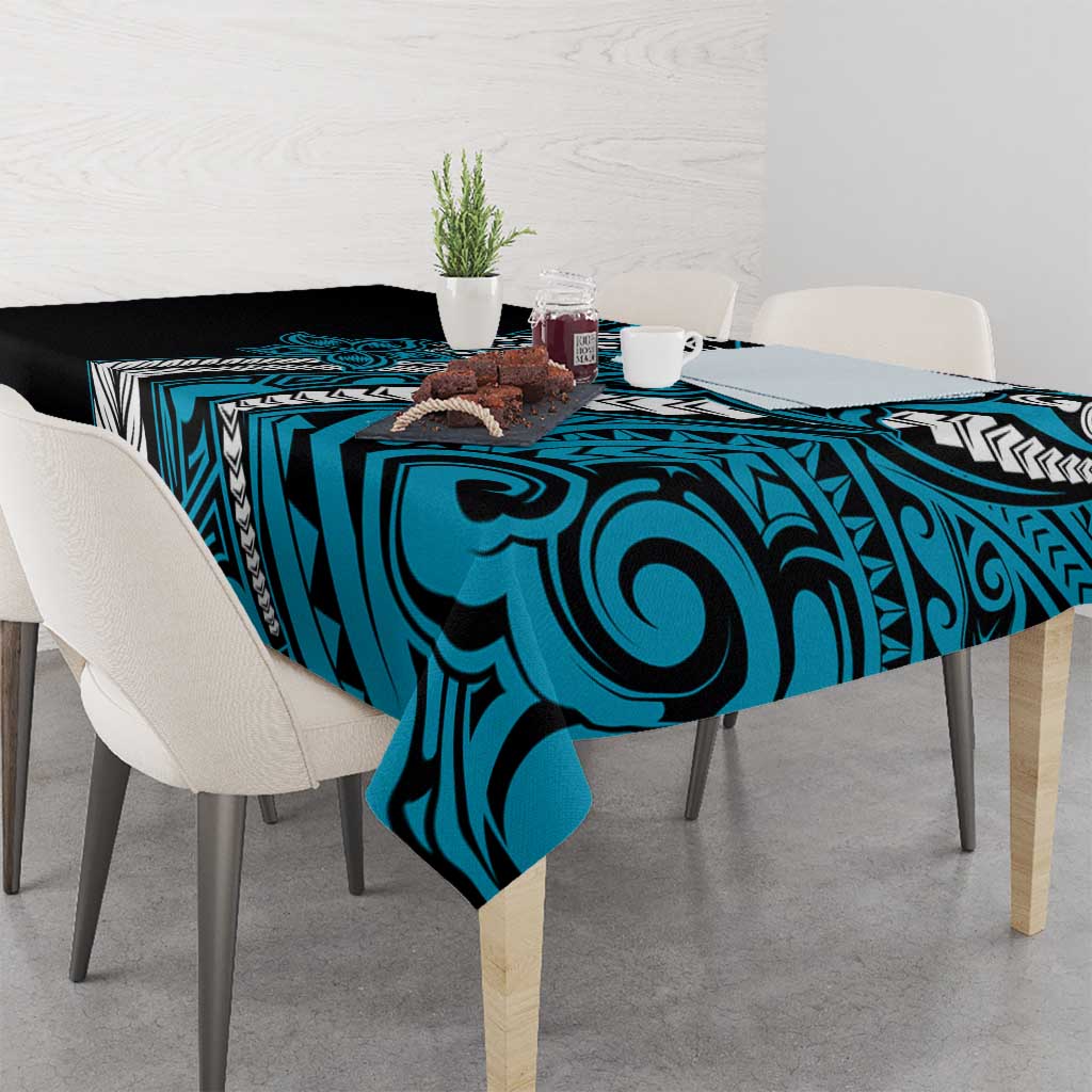 Polynesian Plumeria Floral Tattoo Pattern Tablecloth Blue Style LT9 - Polynesian Pride