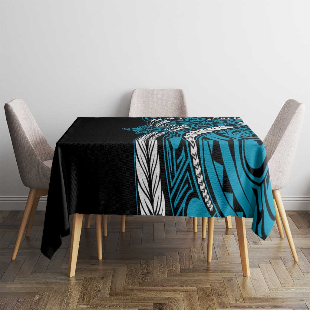 Polynesian Plumeria Floral Tattoo Pattern Tablecloth Blue Style LT9 - Polynesian Pride