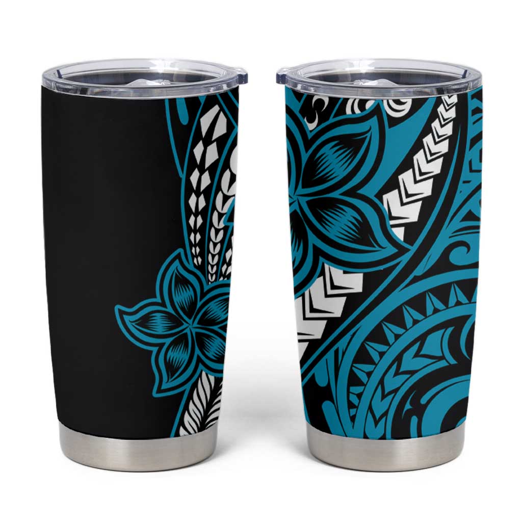 Polynesian Plumeria Floral Tattoo Pattern Tumbler Cup Blue Style LT9 Blue - Polynesian Pride