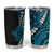 Polynesian Plumeria Floral Tattoo Pattern Tumbler Cup Bllue Style